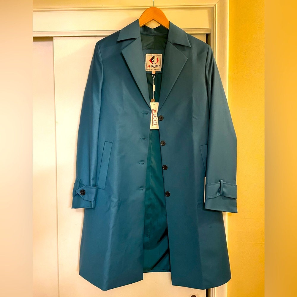 Teal trench coat, size M, NWT